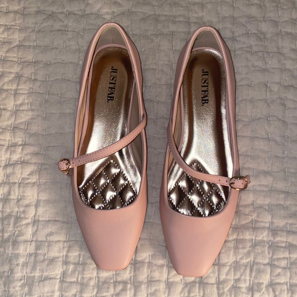 JustFab Blush / Nude Buckle Flats